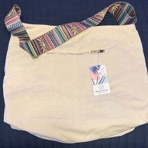 Cream Shoulder Bag with Colorful Strap